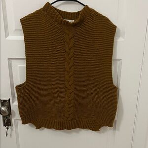Anthropologie Brown Cable Knit Sweater Vest